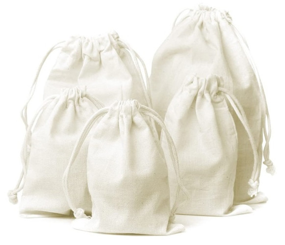 Cotton muslin bag/ cotton pouch/ cotton drawstring jewelry bag